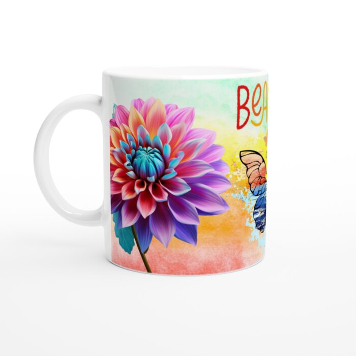Färgsprakande Blomster Mugg – "Beautiful" Design för en Inspirerande Start på Dagen