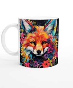 Färgsprakande Räv – Keramisk Mugg med Akvarellkonst för Djurälskare