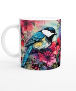 Färgsprakande Blåmes Keramisk Mugg – Konstfull Vardagsfavorit med Levande Blommor