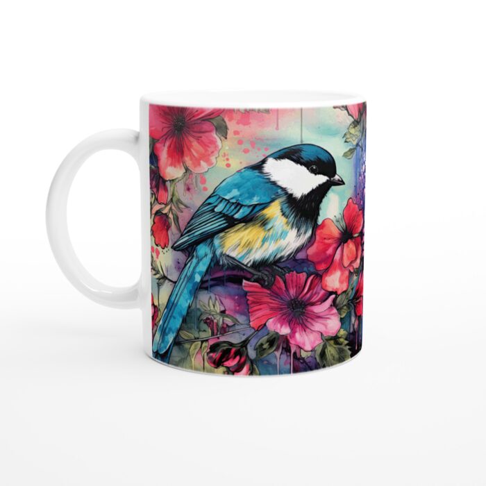Färgsprakande Blåmes Keramisk Mugg – Konstfull Vardagsfavorit med Levande Blommor
