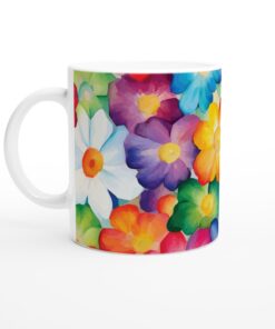 Blomstrande keramikmugg – levande vattenfärgstoner för kaffe & te