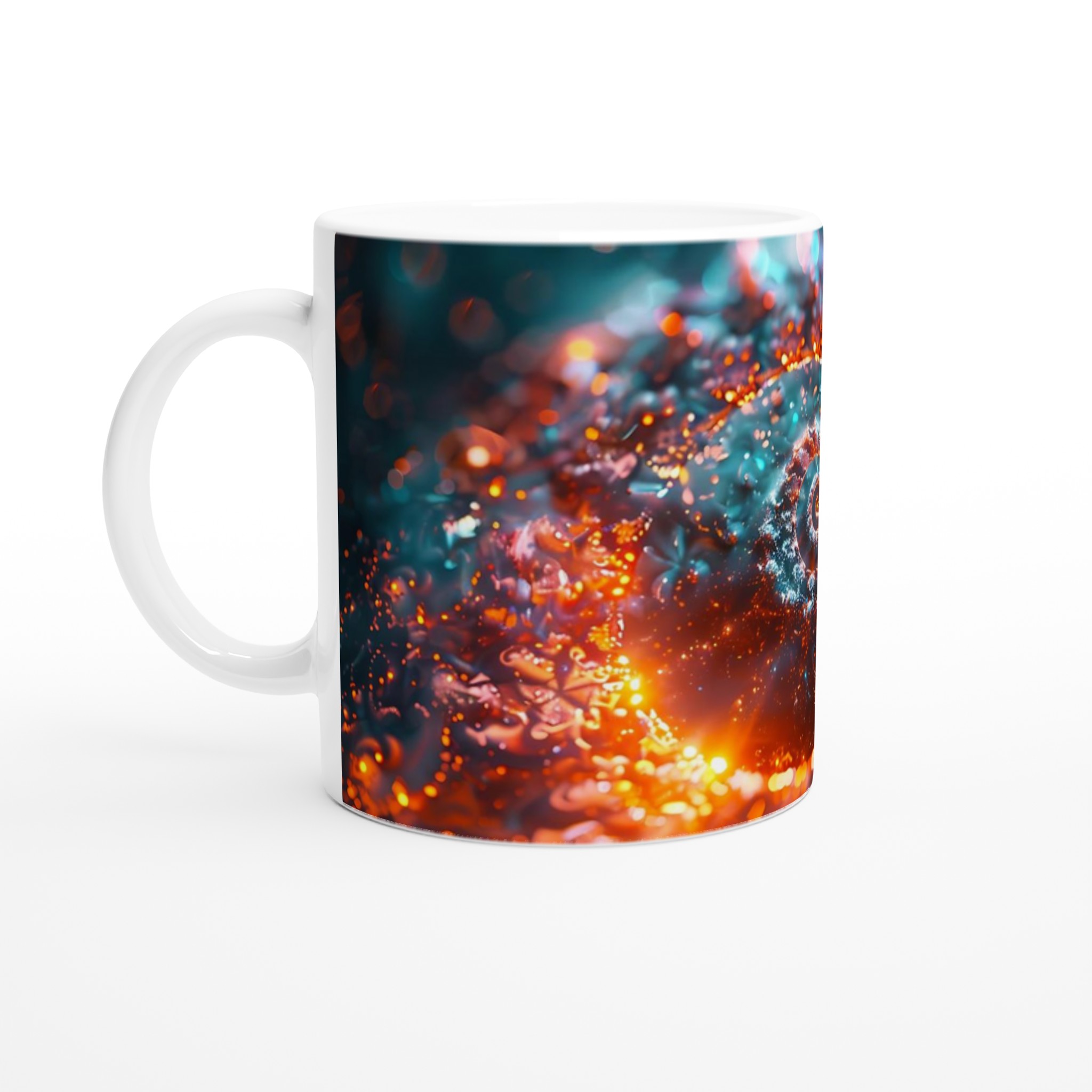 78c319ed-1f46-4a68-8f49-975a12057d51.jpg Kosmisk Spiral Keramikmugg - 11oz Vit Mugg med Glödande Abstrakt Konst - Bild 1