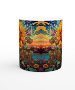 Psykedelisk Solros Mugg - Vibrerande Konst på 11oz Keramikmugg