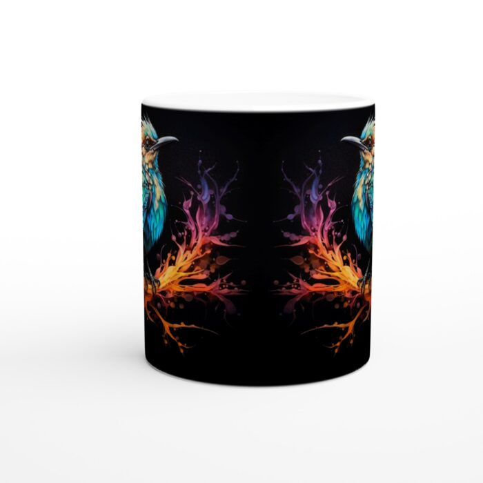 Färgsprakande Fågelkonst Keramisk Mugg - 11oz Vit Mugg med Levande Design
