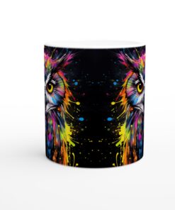 Färgsprakande Uggla Keramikmugg - 11oz Konstnärlig Kaffekopp med Intensiva Färgstänk