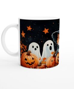 Söt Halloween Katt i Häxhatt Keramisk Mugg - Perfekt för Kusliga Myskvällar!