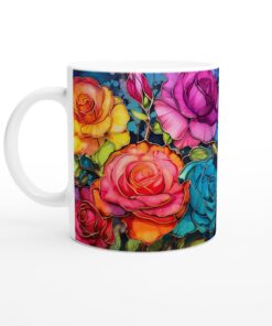 Keramisk mugg – Livfulla Rosor i Akvarellstil – En explosion av färg för varje tillfälle