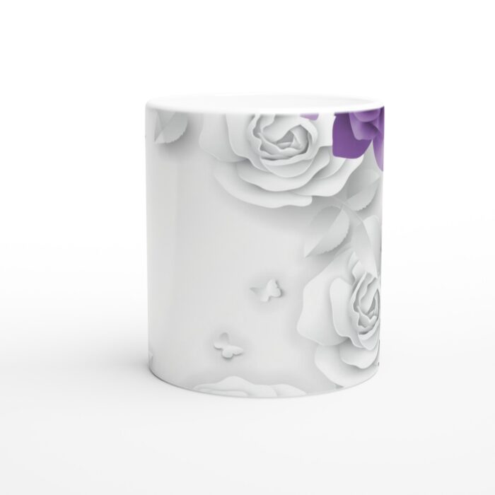 Lila Romantik Keramisk Mugg - Drömmiga Blommor & Fjärilar, 11oz