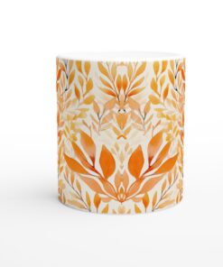 Autumn Leaves Keramisk Mugg – Varm Apelsin Akvarell för Mysiga Stunder, 11oz