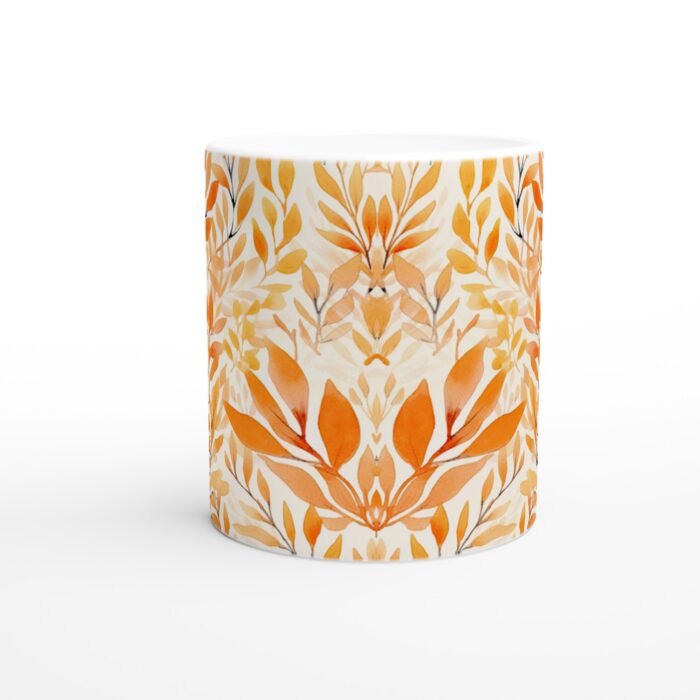 Autumn Leaves Keramisk Mugg – Varm Apelsin Akvarell för Mysiga Stunder, 11oz