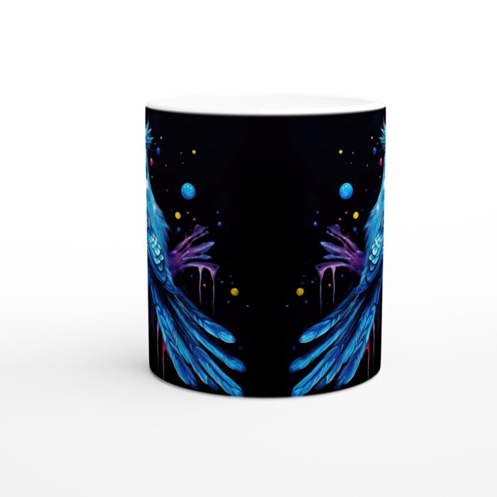 Neon Blue Jay Keramisk Mugg - Levande Färgstark Konst för Kaffeälskaren