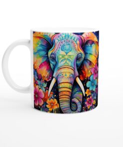 Mångfärgad Elefant Keramisk Mugg – Konstfull Vardagsfavorit med Levande Detaljer