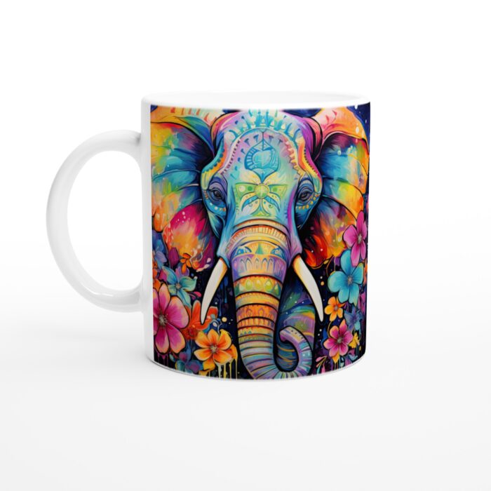 Mångfärgad Elefant Keramisk Mugg – Konstfull Vardagsfavorit med Levande Detaljer