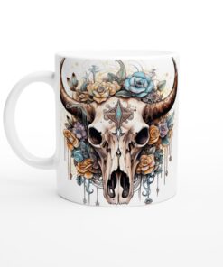 Boho Chic Tjurskalle Mugg - Floral Konst i Pastell