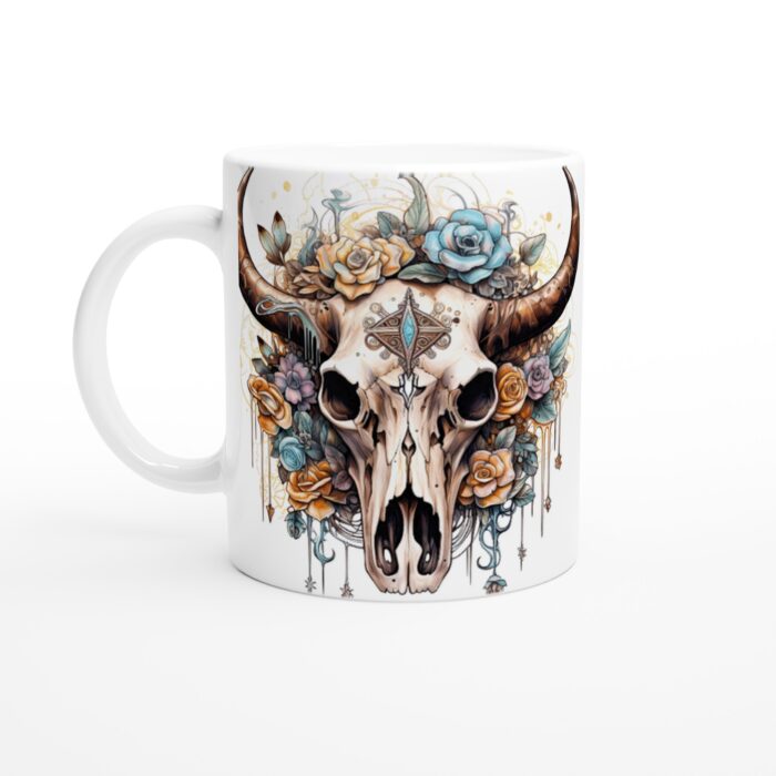 Boho Chic Tjurskalle Mugg - Floral Konst i Pastell