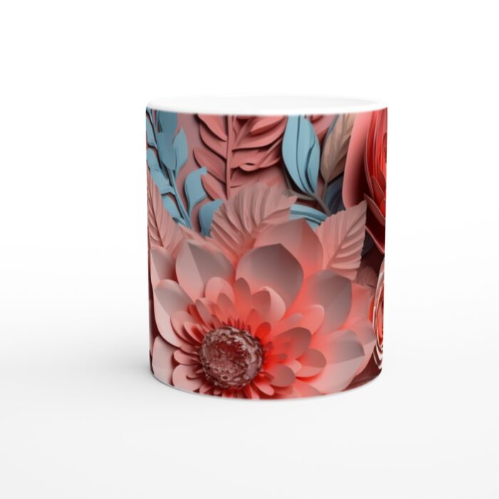 Romantisk Pastellblom - Vit Keramikmugg 11oz