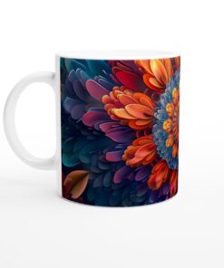 Abstrakt Blomster Keramisk Mugg - Levande Färgexplosion för Din Kaffe- eller Testund, 11oz