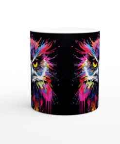Färgsprakande Uggla Keramisk Mugg - 11oz Konstnärlig Kaffekopp med Levande Stänkdesign