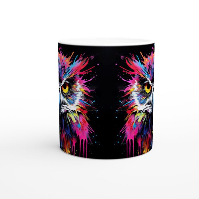 Färgsprakande Uggla Keramisk Mugg - 11oz Konstnärlig Kaffekopp med Levande Stänkdesign