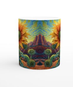 Psykedelisk Solros Mugg - Keramisk Kopp med Vibrerande Konst, 11oz