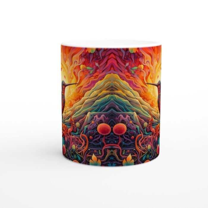 Abstrakt Kolibri 11oz Keramisk Mugg - Psykedelisk Konst för Ditt Fikastund