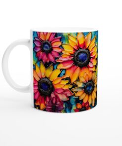 Färgexplosion – Keramisk mugg med levande solrosor