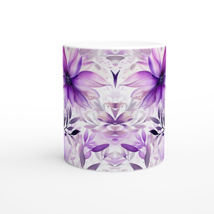 Lila Akvarell Blommig Keramisk Mugg - 11oz Elegant Design för Kaffe & Te