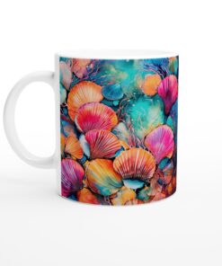 Havsinspirerad keramisk mugg – Färgexplosion av snäckor och koraller