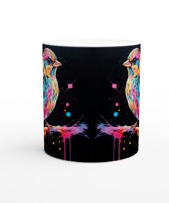 Färgsprakande Fågel Keramikmugg - 11oz Vit Kopp med Livfull Akvarelldesign