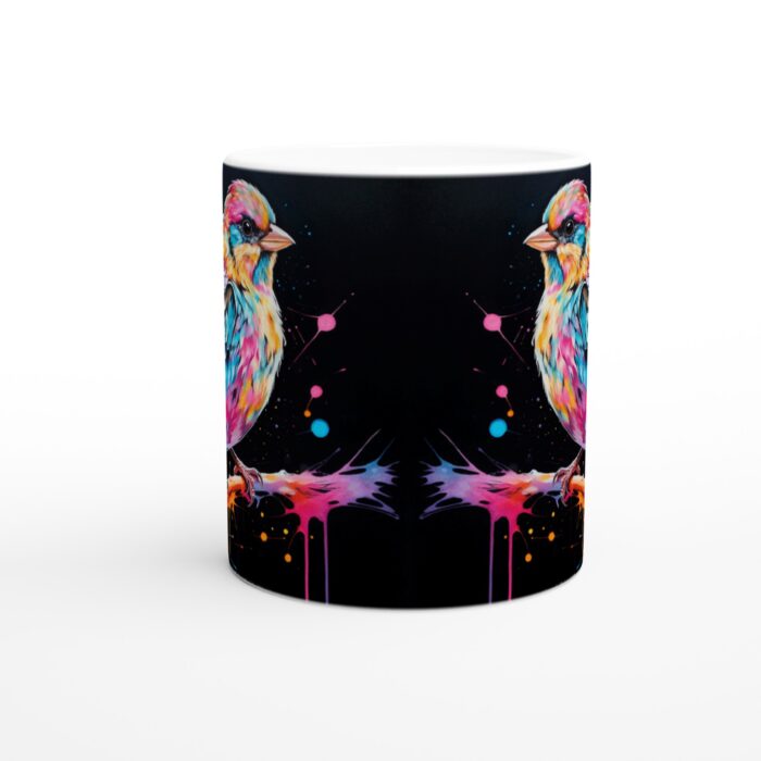 Färgsprakande Fågel Keramikmugg - 11oz Vit Kopp med Livfull Akvarelldesign