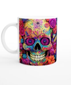 Färgsprakande Sugar Skull Keramisk Mugg – En hyllning till glädje och tradition
