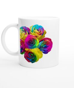 Keramisk Mugg – Regnbågsrosor: En Färgexplosion för Din Vardag