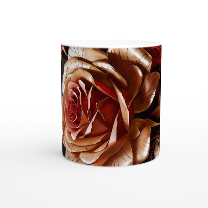 Lyxig Röd- och Guldfärgad Ros Keramisk Mugg - 11oz Elegant Dryckesupplevelse