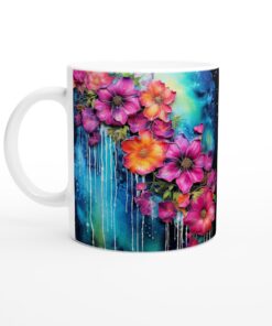 Keramisk Mugg – Konstnärliga Blommor i Akvarell | Din Vardagsfavorit med Levande Färger