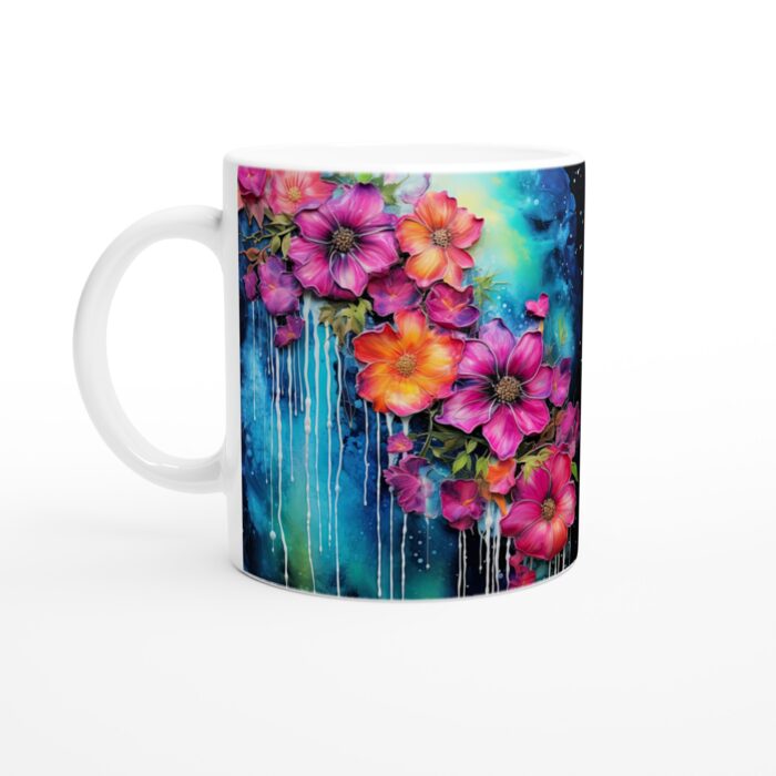 Keramisk Mugg – Konstnärliga Blommor i Akvarell | Din Vardagsfavorit med Levande Färger