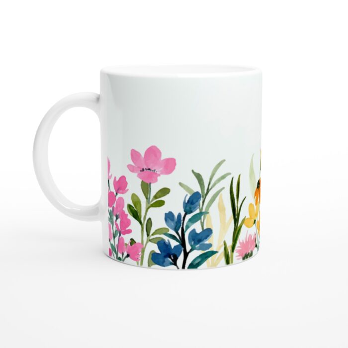 Keramisk Mugg – Akvarellblomster: En explosion av färg för ditt kaffe eller te