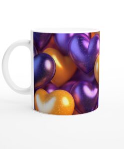 Kärlek i Guld och Lila: Glittrande 11oz Keramisk Mugg