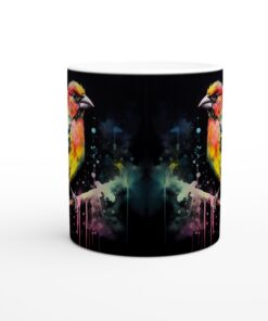 Färgglad Fågel Akvarell Keramikmugg - 11oz Konstnärlig Kaffekopp med Levande Design
