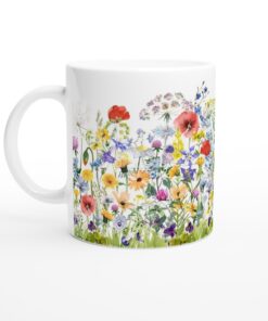 Keramisk Mugg – Sommarängens Skönhet: Färgglada Blommor för en Glad Start på Dagen