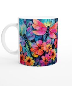 Keramisk mugg – Förtrollande trollsländor & blommor i akvarell, vardagsfavoriten för alla tillfällen