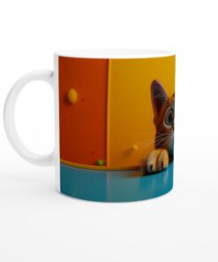 Nyfiken Katt Keramisk Mugg - Gullig Orange Katten Vårdar över Din Vardag