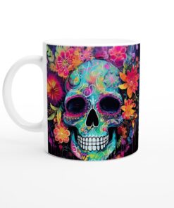 Färgsprakande Sugar Skull Keramisk Mugg – Vardagsfavoriten med Unik Design