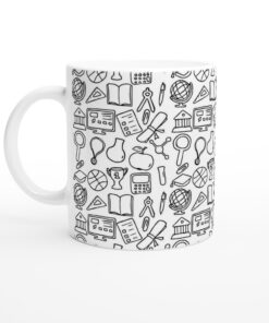 Mugg "Skolminnen" – Charmig keramikmugg med handritade skolsymboler för lärare, studenter och nostalgiker