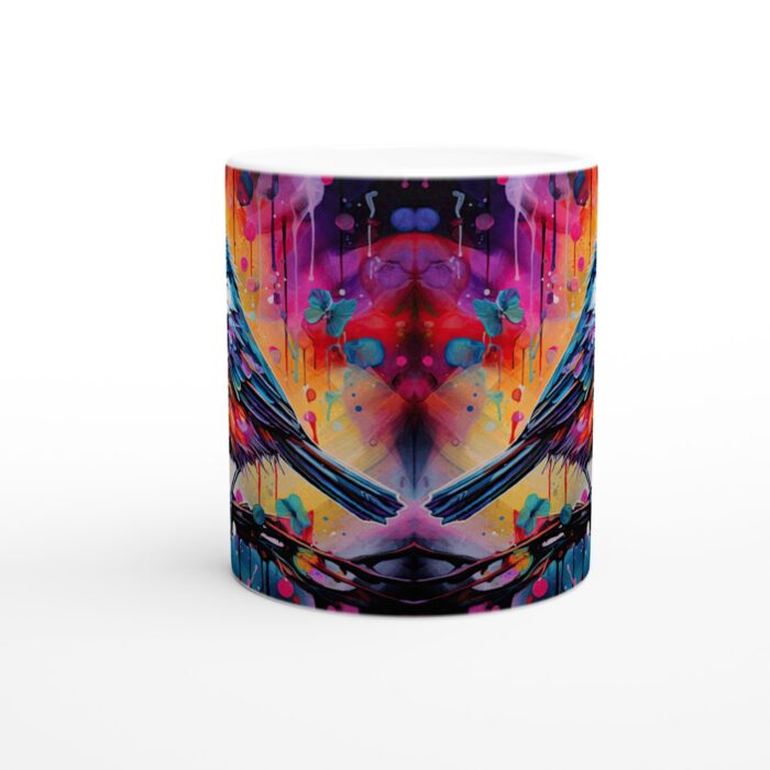 Färgsprakande Fågel – Konstnärlig Keramikmugg 11oz, Levande Akvarellstil för Kaffe & Te