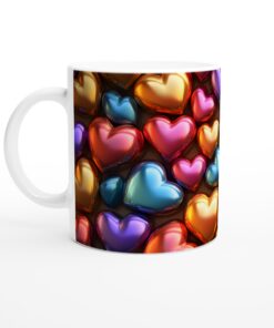 Kärleksfulla Hjärtan Keramisk Mugg - 11oz Vit Högkvalitativ Kopp för Kaffe och Te