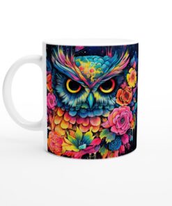 Färgsprakande Uggla Keramikmugg – Konstnärlig Vardagsfavorit