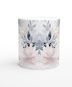 Eleganță Florala Akvarell Mugg - Blå, Guld & Rosa Nyanser, 11oz Keramisk Mugg