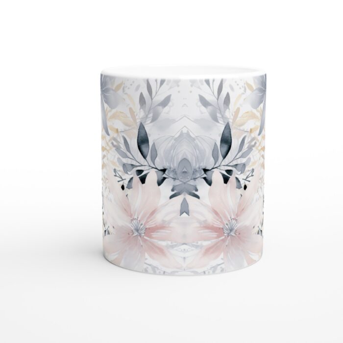 Eleganță Florala Akvarell Mugg - Blå, Guld & Rosa Nyanser, 11oz Keramisk Mugg
