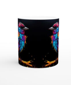 Färgsprakande Fågel Mugg – Unik Keramisk Mugg med Akvarellkonst, 11oz