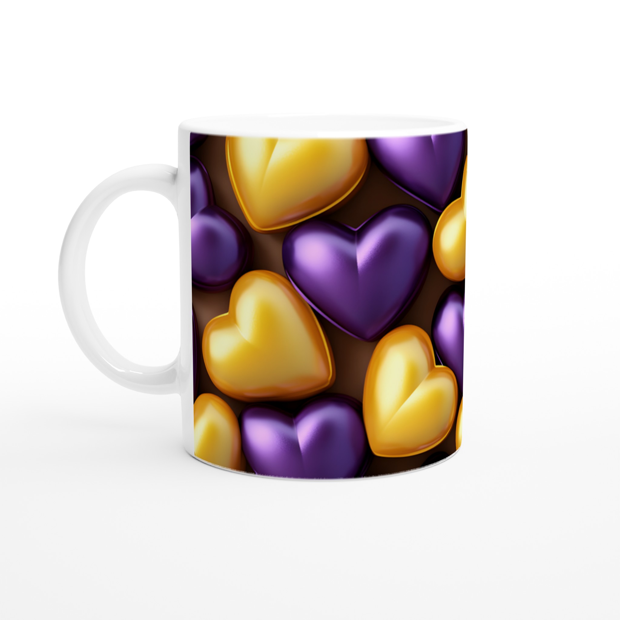 Gyllene Lila Hjärta Mugg - Kärleksfull Design, Perfekt Present & Vardagsfavorit